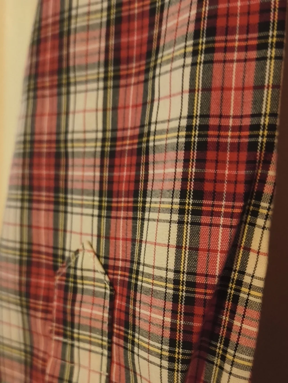 J. Crew Men's Long-Sleeve Plaid Button-Down Shirt - Red, White, Green M Slim Cut